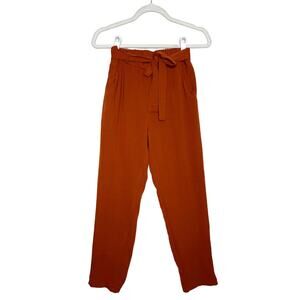 Rue21 Paperbag High Rise Pull On Pants Size Small Orange Preppy Work Office Fall